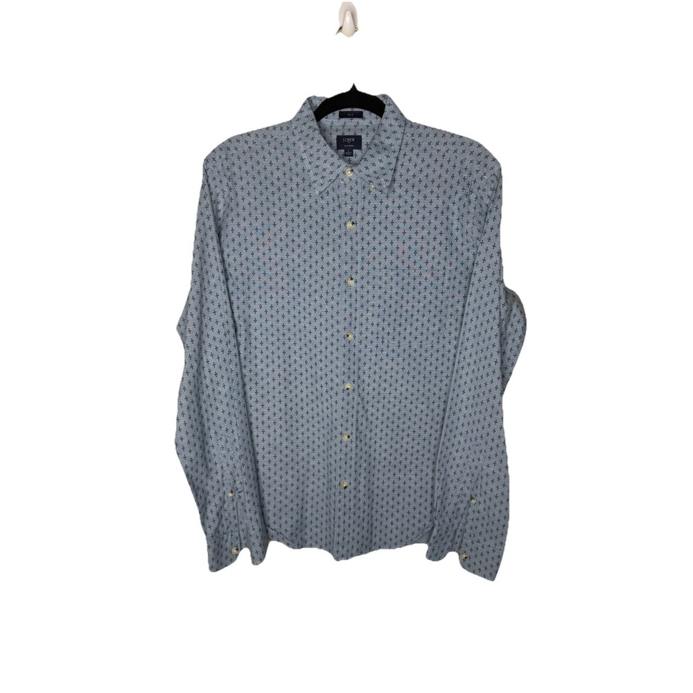 J.Crew men's Chambray button down shirt, 100% cotton, Blue dot print, Slim Small